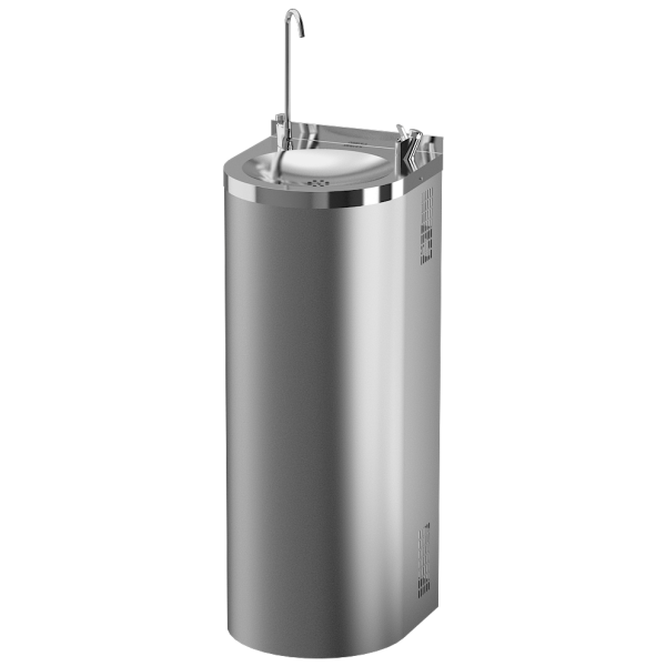 Nierdzewne stojące poidełko z przciskową baterią, montaż do ściany, armatura do napełniania szklanek