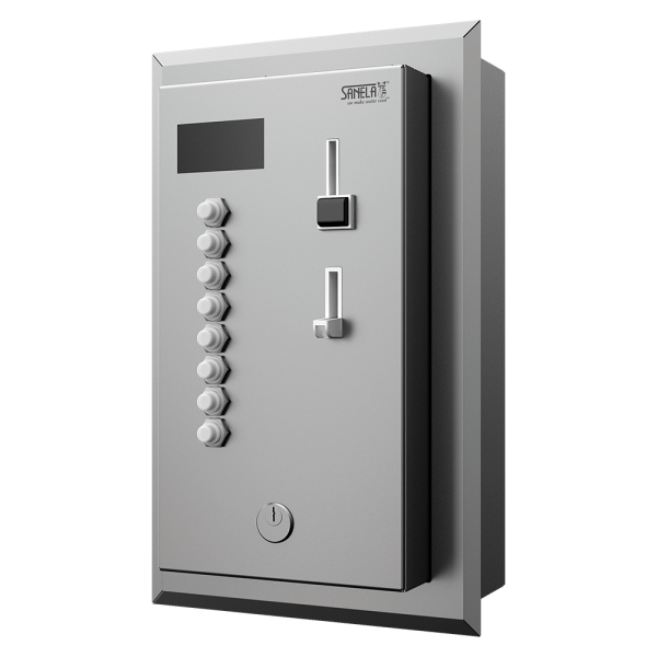 Podtynkowy automat od czterech do ośmiu prysznicy, 24 V DC, wybór prysznica przez użytkownika, bezpośrednia kontrola